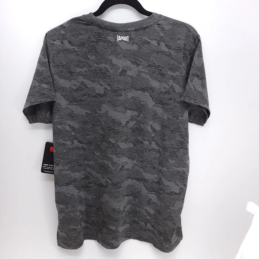 Tapout WWE Mens Camo T-Shirt Grey‎ Camouflage Performance Crew Neck Large NWT